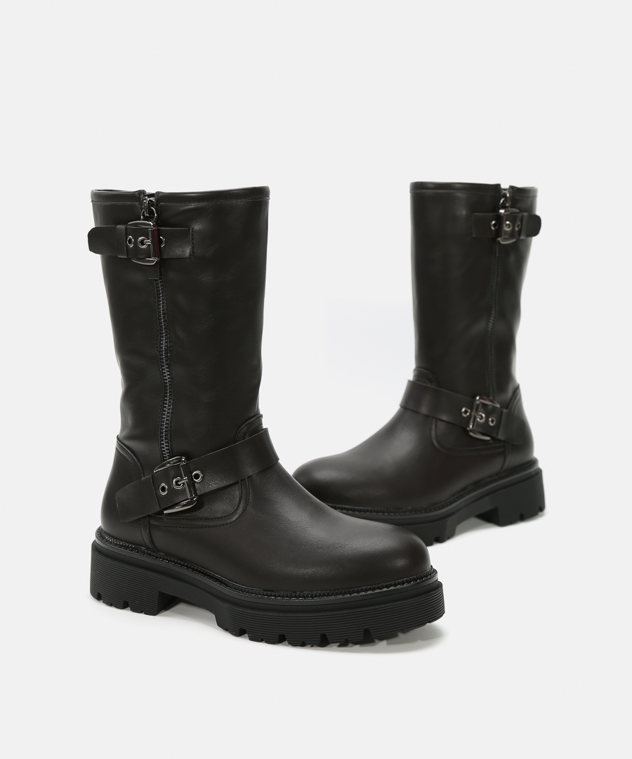 Botas biker negras media ca&ntilde;a image number null